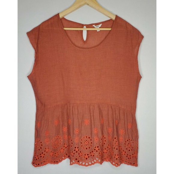 Sonoma Tops - Womens Sonoma Goods For Life Red Emroidered Striped Summer Blouse Shirt Size M